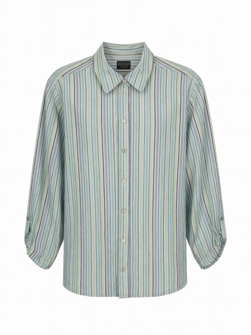 Chico's Blue Green Women's Additions by Chico's Striped Button Down Shirt Sz 3